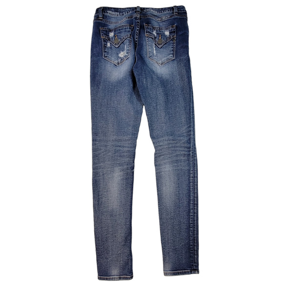 Miss Me Easy Skinny Denim Jeans Size 26x31 Distressed Medium Wash - Picture 2 of 4